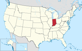 Map of the United States with Indiana highlighted