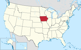 Map of the United States with Iowa highlighted