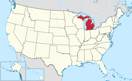 Map of the United States with Michigan highlighted