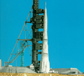 N1-L3 rocket on the launchpad at Baikonur Cosmodrome