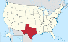 Map of the United States with Texas highlighted