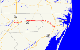 A map of the northern part of the lower Eastern Shore of Maryland showing major roads.  Maryland Route 346 runs from Salisbury east to Berlin.
