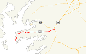 A map of northern Somerset County, Maryland showing major roads.  Maryland Route 362 runs from Mount Vernon east to Princess Anne.