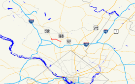 A map of southern Montgomery County, Maryland showing major roads.  Maryland Route 547 runs from North Bethesda to Kensington.