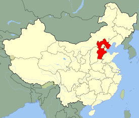 Hebei is highlighted on this map