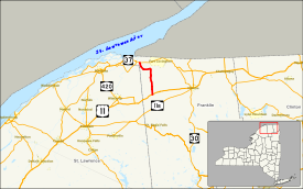 NY 95 follows a north-south alignment through Franklin County from Moira to Hogansburg, via Bombay.