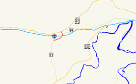 A map of central Allegany County, Maryland showing major roads.  Maryland Route 658 runs from MD 53 north to US 40 Alternate within La Vale.