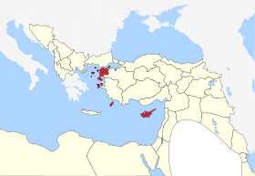 Location of Cezayir-i Bahr-i Sefid Vilayet