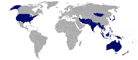 The Colombo Plan member countries shown in blue