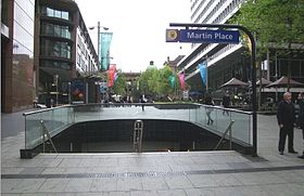 Entrance to Martin Place Railway Station on Street Level.jpg