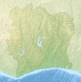 Map showing the location of Marahoué National Park
