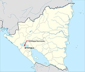 Map showing the location of Chiltepe Peninsula Natural Reserve