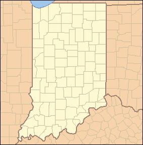 Map showing the location of Clifty Falls State Park, Indiana, USA