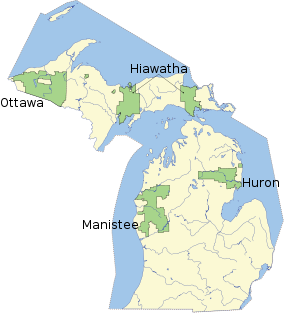 Map showing the location of Ottawa National Forest