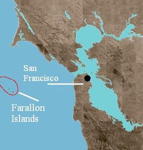 Map showing the location of Farallon National Wildlife Refuge