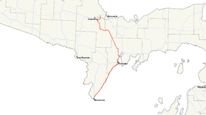 M-35 runs in the central Upper Peninsula of Michigan between Menominee, Escanaba and Negaunee