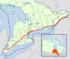 Highway 401 runs along southern Ontario connecting Windsor, Toronto and the Quebec border.