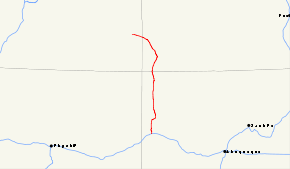 Red line proceeding north–south to the east of Four Corners.