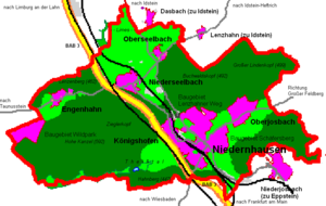 Overview map of the Niedernhausen municipal area with its centres