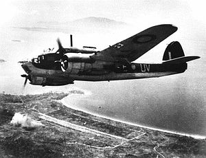 A No. 8 Squadron Beaufort during an attack on Wewak in 1944