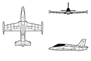 Orthographic projection of the Aermacchi MB-339A