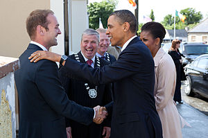 Henry Healy greets Barack Obama
