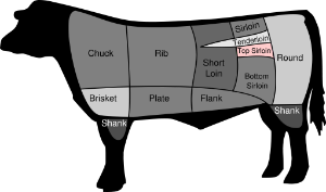 Top sirloin, between the tenderloin and the bottom sirloin