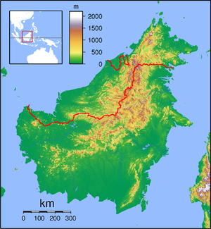 Nepenthes mollis is located in Borneo Topography