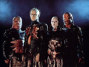 The Cenobites (from left to right); Butterball, Pinhead, The Female, and Chatterer