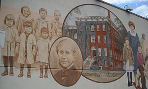 Photo of York In The 1800s Mural found on Market Street in York, PA.