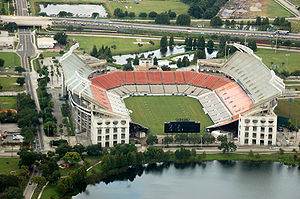 An aerial view of the Citrus Bowl looking South