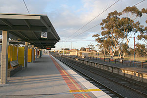 View from the suburban platform looking away from Melbourne, country platform in background