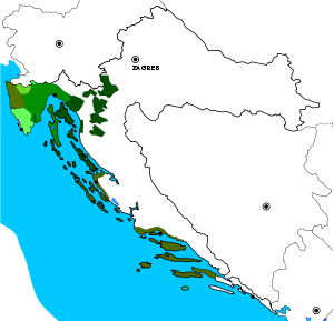 Croatia Dialects Cakavian.svg