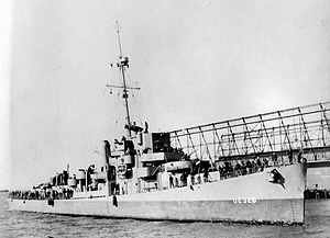 Official USCG photo of USS Menges (DE-320), date and location unknown.