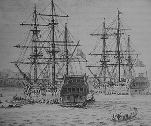Drawing of the corvettes Descubierta and Atrevida
