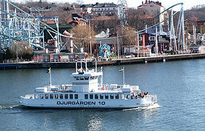 Djurgården ferry, with Gröna Lund in the background