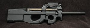 Photo of a matte black PS90 USG carbine