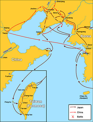 First Sino-Japanese War, major battles and troop movements