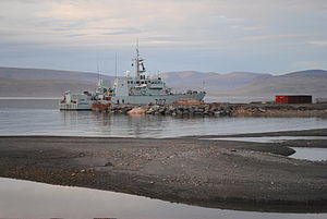 HMCS Goose Bay moored at the future site of the Nanisivik Naval Facility, during Operation Nanook, 2010-08-20.jpg