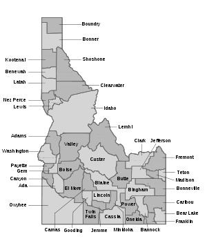 Map of all Idaho's counties