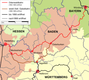 Historical route of the Odenwald Railway