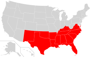 Map of USA highlighting OCA Diocese of the South.svg