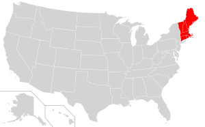 Map of USA highlighting OCA New England Diocese.svg