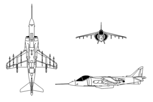 Orthographic projection of the AV-8B Harrier II