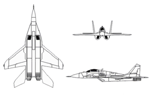 3-view drawing of MiG-29