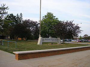 Sign in front of main entrance