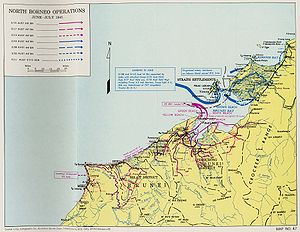 A map showing the movements of the main Australian infantry units in North Borneo
