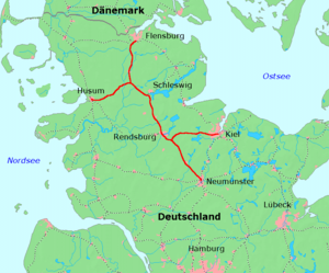 Neumünster–Flensburg and branches to Kiel and Husum