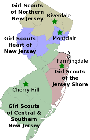 Map of Girl Scout Councils in New Jersey
