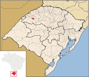 Map of the state of Rio Grande do Sul, Brazil highlighting Rolador
